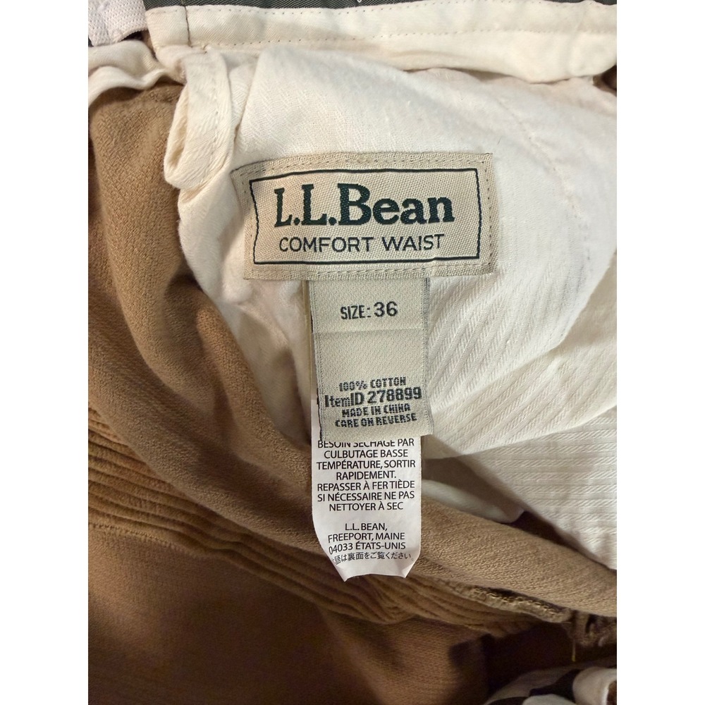LL Bean Comfort Waist Corduroy Pants Mens 36 Tan Brown Wide Wale Cotton 278899 - Picture 5 of 7